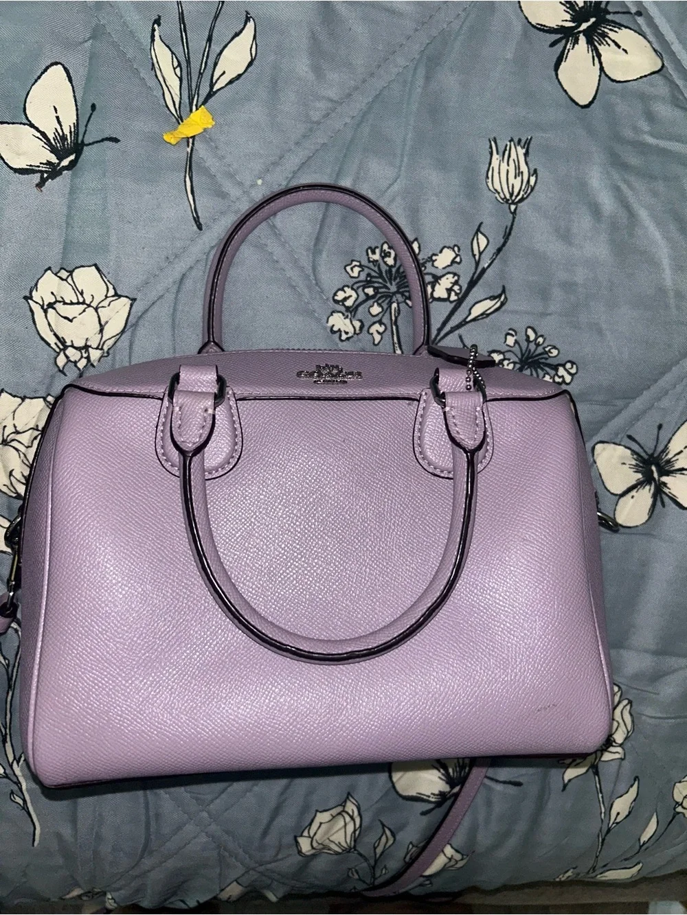 COACH Lavender Leather Satchel with Detachable Strap
